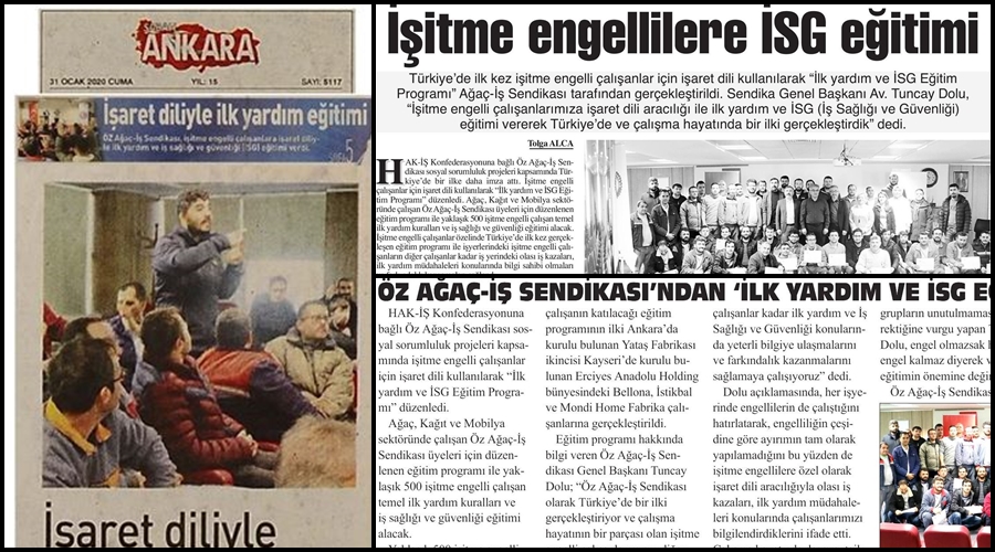 İşitme Engelli Çalışanlarıma Yönelik İlk Yardım ve İSG Eğitimimiz Basında Geniş Yer Buldu